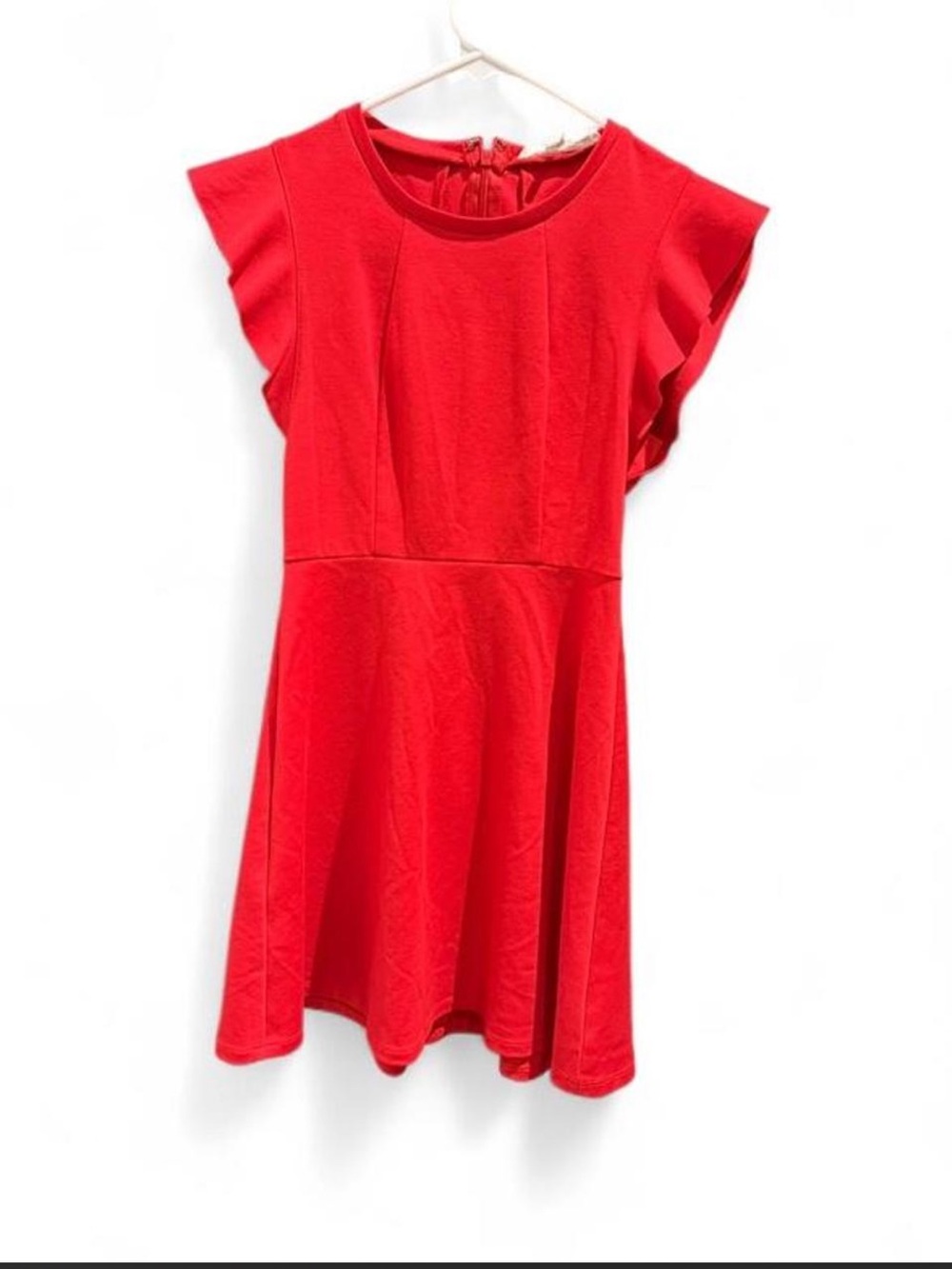BCBGeneration Bright Red Flutter-Sleeve Fit & Flare Dress
